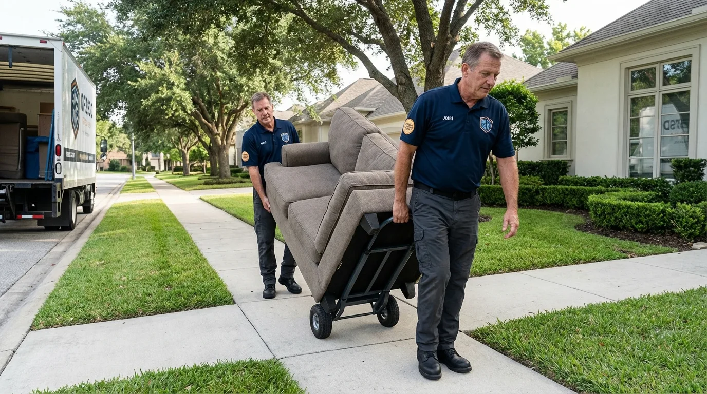 Local residential moving crew loading furniture in Poynette, WI